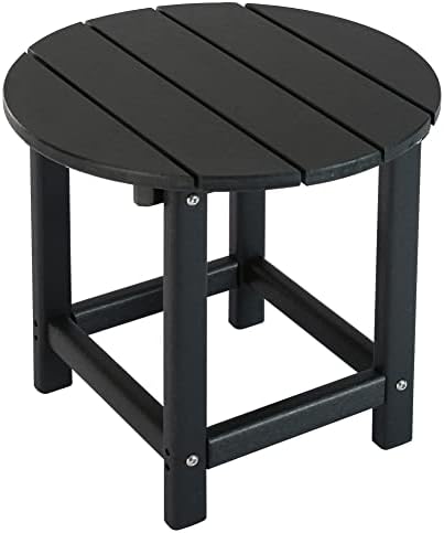 LZRS Round Adirondack Side Table End Table, Outdoor Side Tables for Patio, Backyard,Pool, Indoor Companion, Easy Maintenance & Weather Resistant(Black)