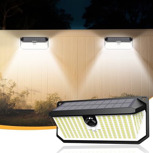 ソーラーライト 屋外 4000LM高輝度 防犯/防災ライト 防水 人感センサーライト 極高輝度業界【466LED・3面発光】3つ知能モード 2800mAh大容量バッテリー 防犯 太陽光発電 電気代ゼロ 自動点灯/消灯 ガーデン/壁掛け/庭先/表玄関/駐車場/停電時適用 地震/津波/台風/防災に対応 (1セット)のサムネイル