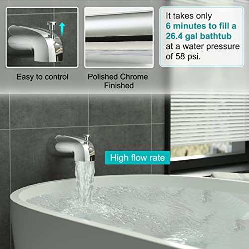 Holispa Tub Shower Faucet, Chrome Tub Shower Faucet Set With 8-Inch Rainfall Shower Head And Tub Spout, Shower Tub Faucet Set Complete (Included Shower Valve), Tub Shower Trim Kit, Polished Chrome #TOP4