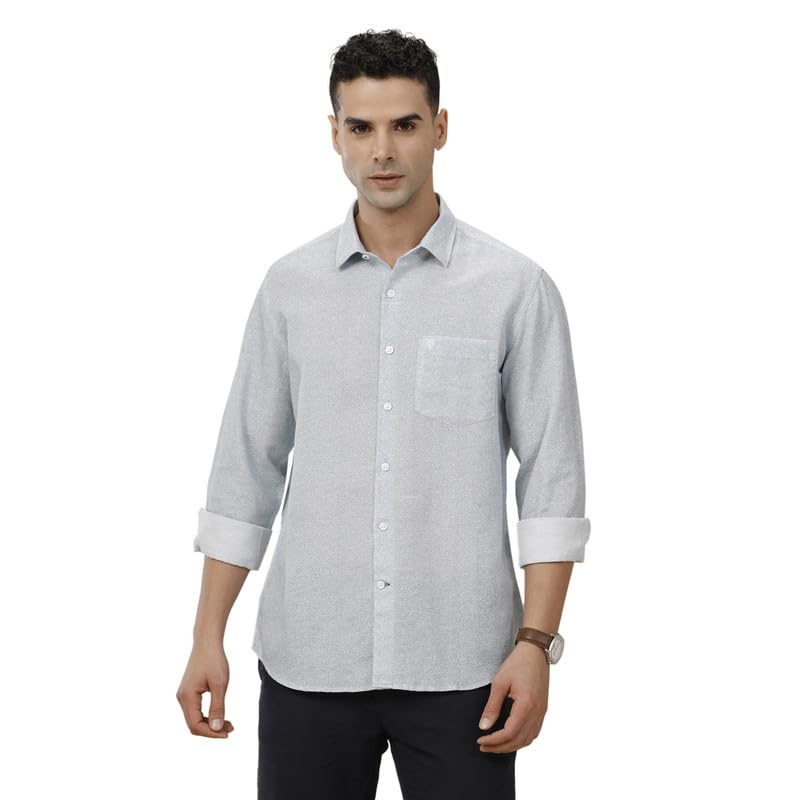 Men's Linen Rich Printed Contemporary Fit Full Sleeve Casual Shirt-image-5