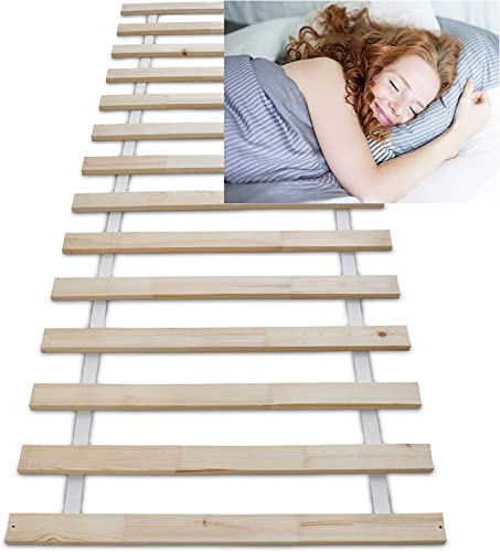 BB Loisir Lattes sans Cadre en Bois Massif pour Soutien Ferme avec Sangle enroulé différent modèle (140x200cm 14 Lattes)