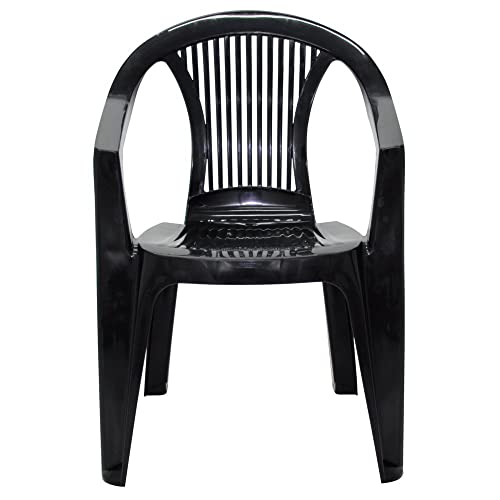 CADEIRA PLASTICA MONOBLOCO COM BRACOS GUARAPARI PRETA TRAMONTINA