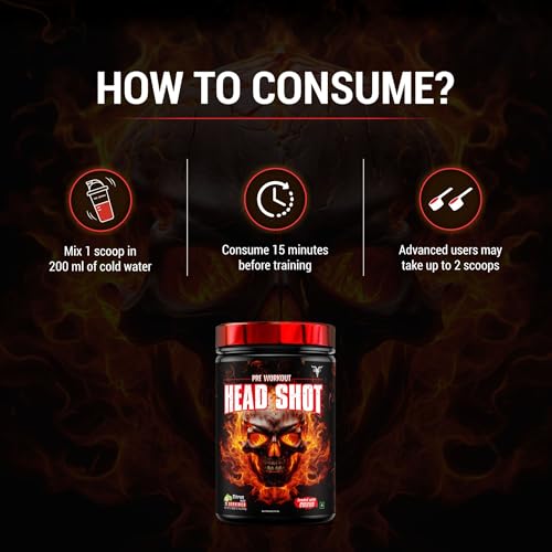 Image of Bolt Head Shot Pre-Workout | Extreme Energy Boost | Intense Muscle Pump & Focus | Zero Sugar, Zero Fat | Gym Performance Booster | 360 gm (72 Servings) | Citrus Blaze