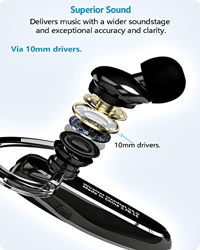 Ybtoo Bluetooth Headset, V5.1 Ultralight Wireless Handsfree Earpiece Cell Phone With Noise Cancellation Microphone For Iphone Android Samsung Laptop Trucker Driver #TOP5