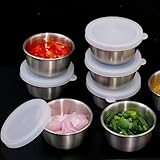 6Pcs 40ML Sauce Cups With Lids Stainless Steel Leakproof Seasoning Dish Sauce Dipping Bowl For Bento Picnic