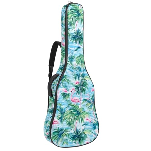 Housse de guitare acoustique 109 cm étui souple imperméable imprimé flamants roses