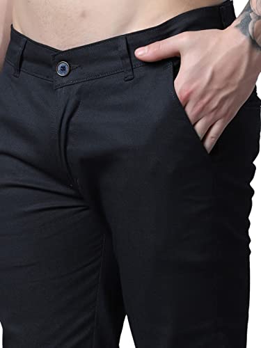 Image of Majestic Man Slim Fit Casual Trousers for Men (28, Black)