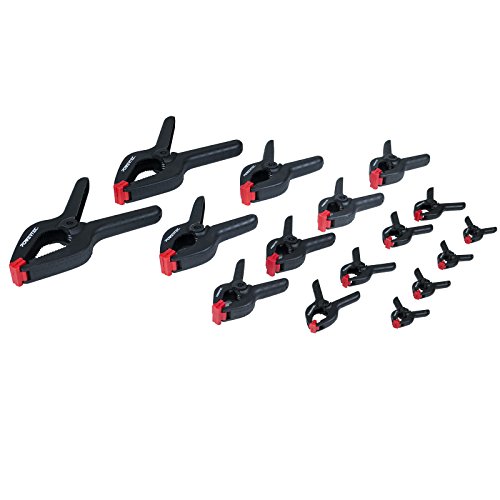 Image of POWERTEC 71087 Heavy Duty Nylon Spring Clamp Set | 16 Clamps w/ 5 Assorted Sizes