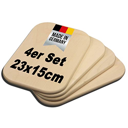 DEKOFANT Holzbrettchen 4 Set 23x15x1cm Frühstücksbrettchen Holz...