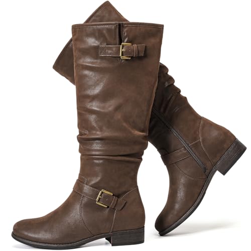 Luoika Women's Extra Wide Calf Knee High Boots, Plus Size Slouchy Knee-High Boots.