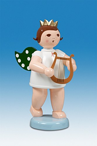 Ange de Noël en bois de 22 cm jouant de la harpe pour illuminer votre table de réveillon