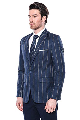Blazer slim fit rayé bleu marine Wessi taille 40 pour homme