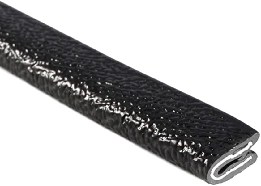 TRIM-LOK Edge Trim, Fits 1/16-Inch Edge, 3/8-Inch Leg Length, 25-Foot Length, Single Gripping Finger, Black Pebble Finish, Flexible PVC Construction, Plywood, Glass, and Sheet Metal Edge Protector