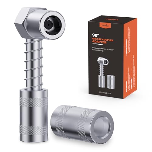 TRILINK Embout Pompe à Graisse 90 Degrés – Adaptateur Coudé pour Pompe à Graisse – Coupleur Haute Pression pour Endroits Exigus – Embout 3 Mâchoires...