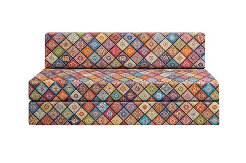 Image of Rosebell Foldable 3X6 Feet 1 - Seater Printed Sofa Cum Bed, Sofa Bed- Washable Cover- Perfect for Living Room & Office, Multicolor