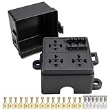 Weasch 12V 3 Way Fuse Relay Box, 3 Relays and 3 ATC/ATO Blade Fuses Slots, Compatible with 4-Pin 5-Pin 40A Relay, for Cars Truck Marine Boat Jeep (Box Only)