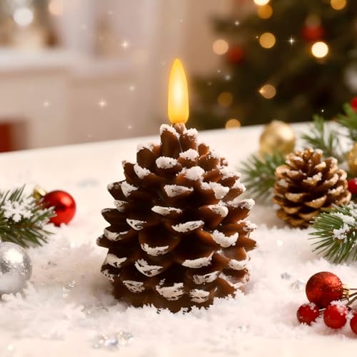 2 Stück Flammenlose Tannenzapfen Kerzen LED Weihnachtsschmuck...