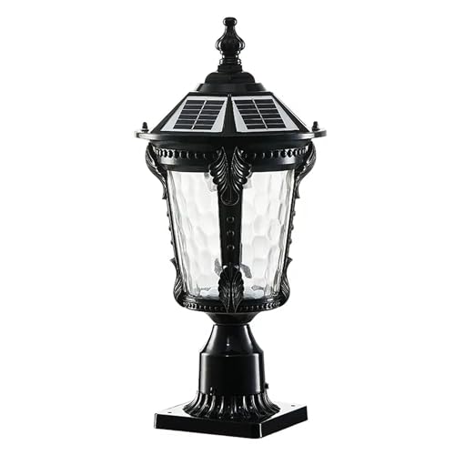 Arnusa Solar Sockelleuchte schwarz Aluminium Glas Außenleuchte kabellos mit Fernbedienung Gartenleuchte Wegeleuchte Solarlampe Solarleuchte Gartenbeleuchtung 50 x 24 cm