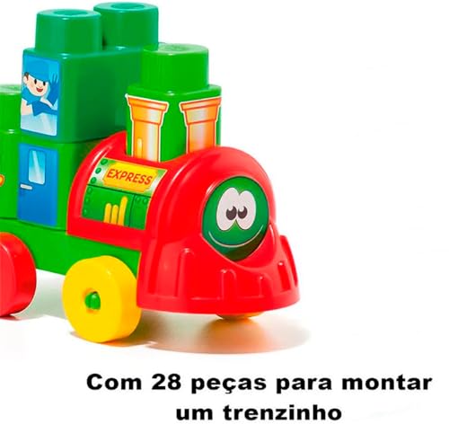 Brinquedo Educativo Trenzinho Didático Com Conjunto De 28 Peças Coloridas Mais Adesivos Da Cardoso T