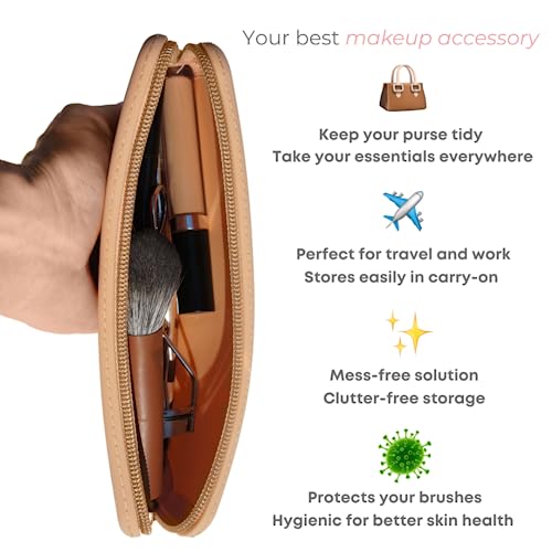 Brush Bubble Large Silicone Makeup Brush Holder Travel Case- A Storage & Makeup Bag Organizer For Brushes & Makeup Tools To Protect Make Up Accessories & Cosmetics Bag, Brown (9 * 3.15 * 1.2") #TOP3