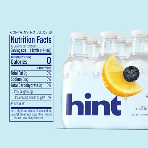 Image of Hint Fruit-Infused Bottled Water, Blueberry Lemon - Sugar Free Flavored Water with Zero Calories, Naturally Flavored, and No Artificial Sweeteners - 16 Fl Oz (Pack of 12)