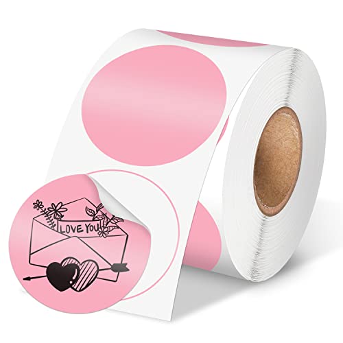 Image of Phomemo Genuine 2 inch Pink Circle Thermal Labels, 2x2 Self-Adhesive Round Sticker Label, Circular Direct Labels Compatible with Phomemo Shipping Labels Printer, 750 Labels /Roll, White,Commercial Grade