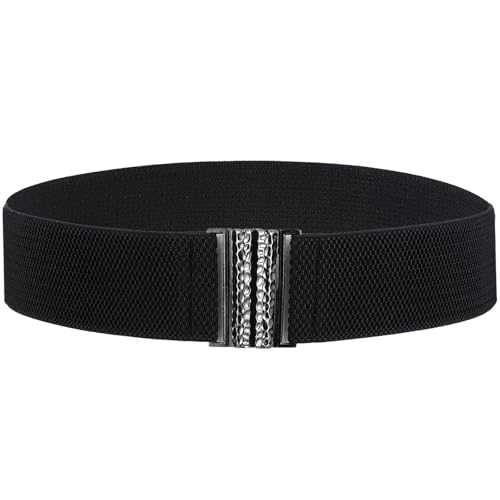 Wide Elastic Belts For Women Black Vintage Stretch Cinch Waist Belt Stretchy Women's Wide Elastic Belt For Dresses