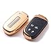 Produktbild ontto Smart-Autoschlüssel Hülle Abdeckung Schlüssel Tasche TPU Silikon Schlüsselschutz Schlüsselanhänger für Jeep Grand Cherokee Dodge-Challenger Charger Dart Durango Journey Chrysler 300- (Gold)