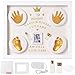 FONDUO Kit de arcilla para huellas de manos de bebé, kit de huellas de pies y manos para bebé, marco de fotos, caja de recuerdo para recién nacido, regalo de apteme y marco (oro)