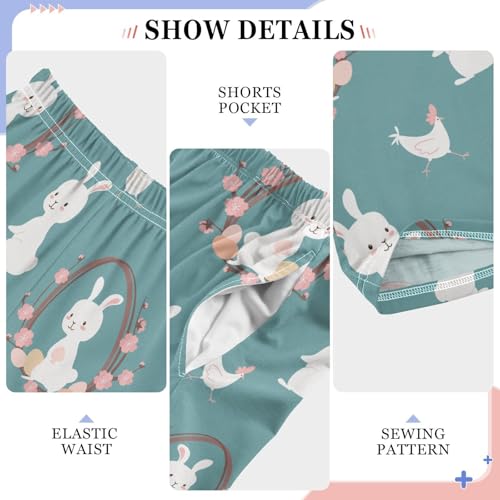 ZZXXB Easter Bunny Rooster Boys Long Pants Soft Trousers Elastic Waist Kids Lounge Bottoms with Pockets S-XL4