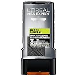 L'Oréal Men Expert Duschgel für Körper und Gesicht, Black Soap Anti-Unreinheiten 3-in-1 Formel für reine Männerhaut, Black Mineral, 1 x 300 ml