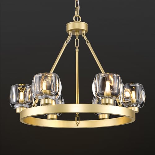 Gold Wagon Wheel Chandelier, 24 Inch Brass Chandeliers