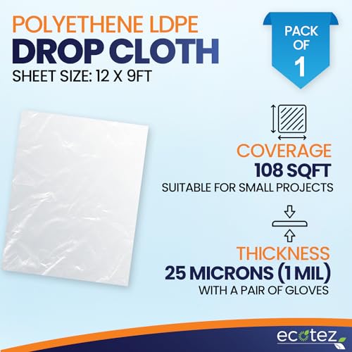 Image of 1 Pack 12 x 9 ft Extra Large Plastic Drop Cloth for Painting