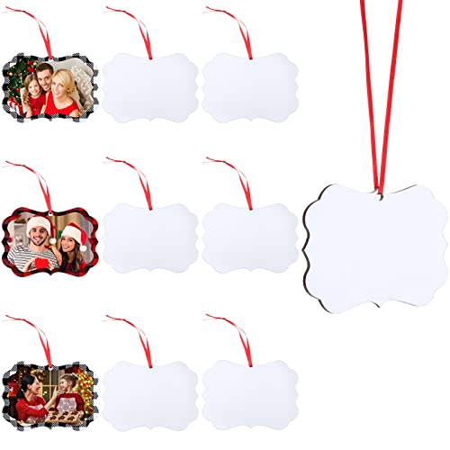 10 Pieces Sublimation Wooden Blank Pendants Double Sided Mdf Picture Ornament Halloween Christmas Personalized Family Ornament Hanging Tree Wedding Ornaments Photo Commemorative Pendant For Diy #TOP14