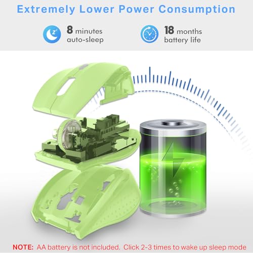 Image of E-YOOSO Wireless Mouse for Laptop, Portable Optical Computer Mouse, 6 Buttons, Cordless 2.4GHz with USB Receiver, 5-Level 4800 DPI, 18 Months Battery Life, for PC Chromebook Windows Mac (Light Green)