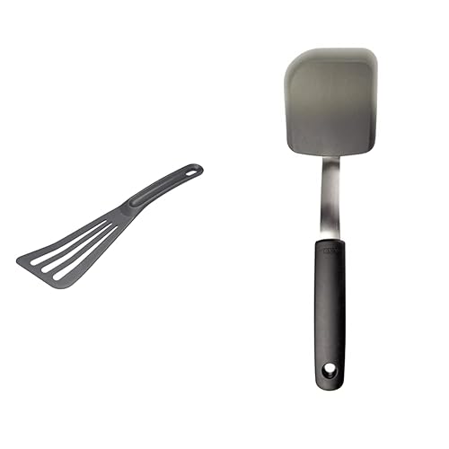 Matfer Bourgeat Exoglass Pelton Espátula Gris y OXO Good Grips - Espátula de silicona para galletas