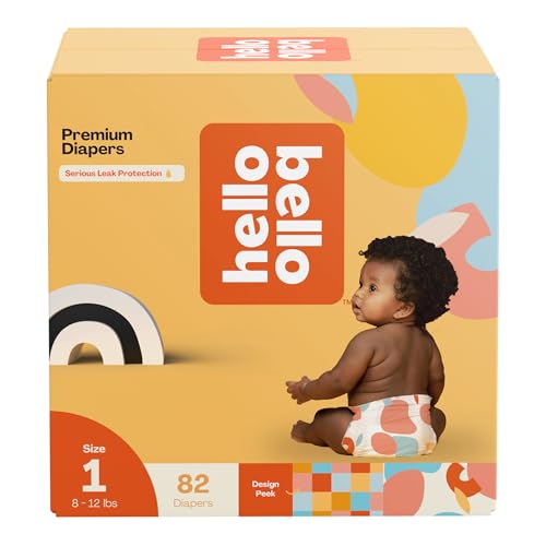 Image of Hello Bello Premium Diapers Size 1, Honeysuckle Designs, 82ct Club Box, Hypoallergenic and Extra Absorbent