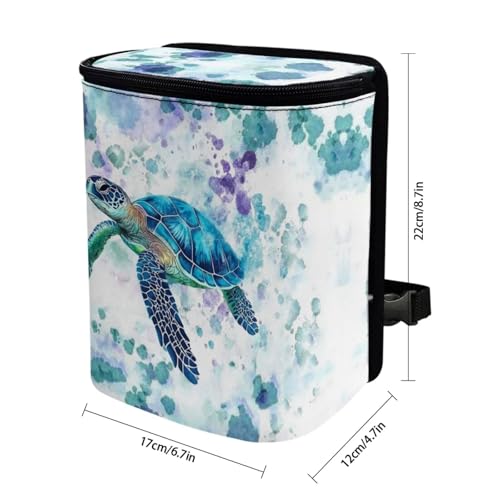 Image of DISNIMO Tie Dye Sea Turtle Car Trash Can with Lid, Car Accessories Leak-Proof Waterproof Car Garbage Bin Collapsible Portable Car Storage Organizer Trash Bag for Car SUV Trucks
