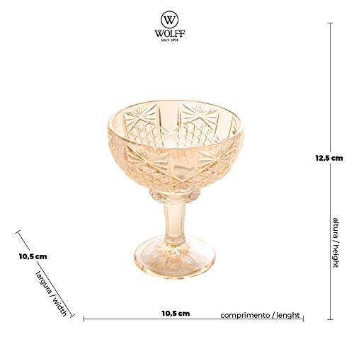 Conjunto 6 Taças de Sobremesa de Cristal Princess Champanhe 260ml - Wolff