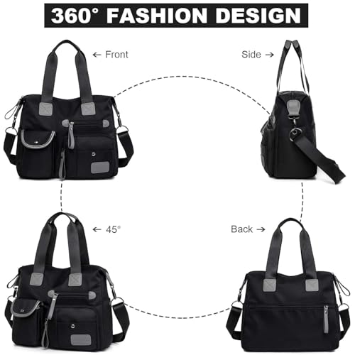 Women's Multi-Functional Tote Purse - Large Nylon Shoulder Bag with 9 Pockets for Work, Travel & Nursing3