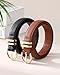 AWAYTR 2 Pcs Kids Girls Leather Belt, Fashion Gold Buckle Belts for Teen Girls Jeans Dress, Black/Brown, Fit Waist 26-30 in