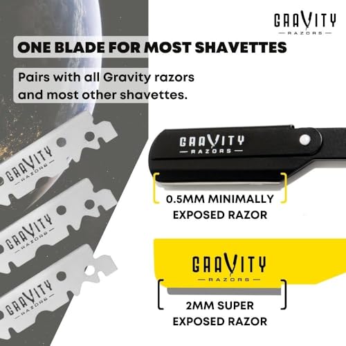 Image of Gravity Razors Premium Single Edge Razor Blades - Swedish Steel Razor Blades for Safety Razors and Straight Edge Razors, by GRAVITY RAZORS (100 Count, 2-Pack)