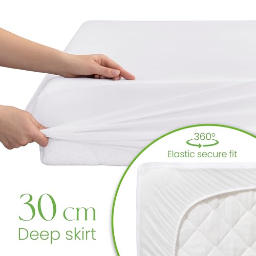 Waterproof Bamboo Mattress Protector 150x200cm – 100% Bamboo – Soft, Breathable, Deep Cooling Mattress Protector King Size