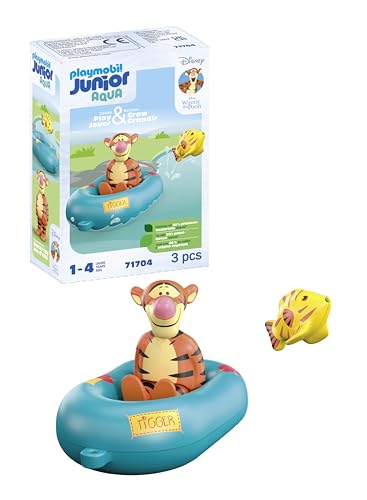 PLAYMOBIL Junior & Disney 71704 Paseo en Bote con Tigger, Que Incluye a Tigger y un pez Tigre, Juguete sostenible Hecho de plásticos a Base de Plantas, Juguetes para niños a Partir de 1 año