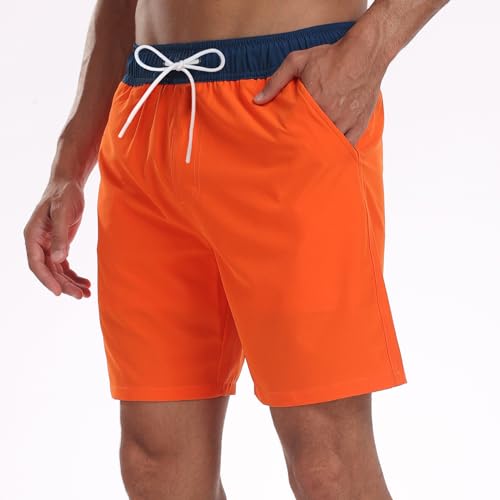 Mens Swimming Shorts Summer Casual Tropical Tree/Contrast Color Drawstring Quick Dry Beach Board Surf Sports Shorts3