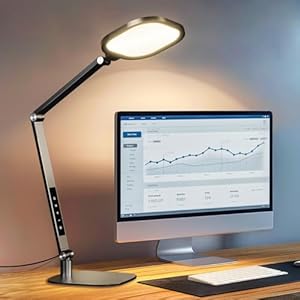 LitONES Schreibtischlampe LED Dimmbare, Augenschutz tageslichtlampe schreibtisch mit 3 Farbmodi und Touch-Steuerung/Memory-Funk... Schwenkarm Bürolampe mit Stecker,Schwarz