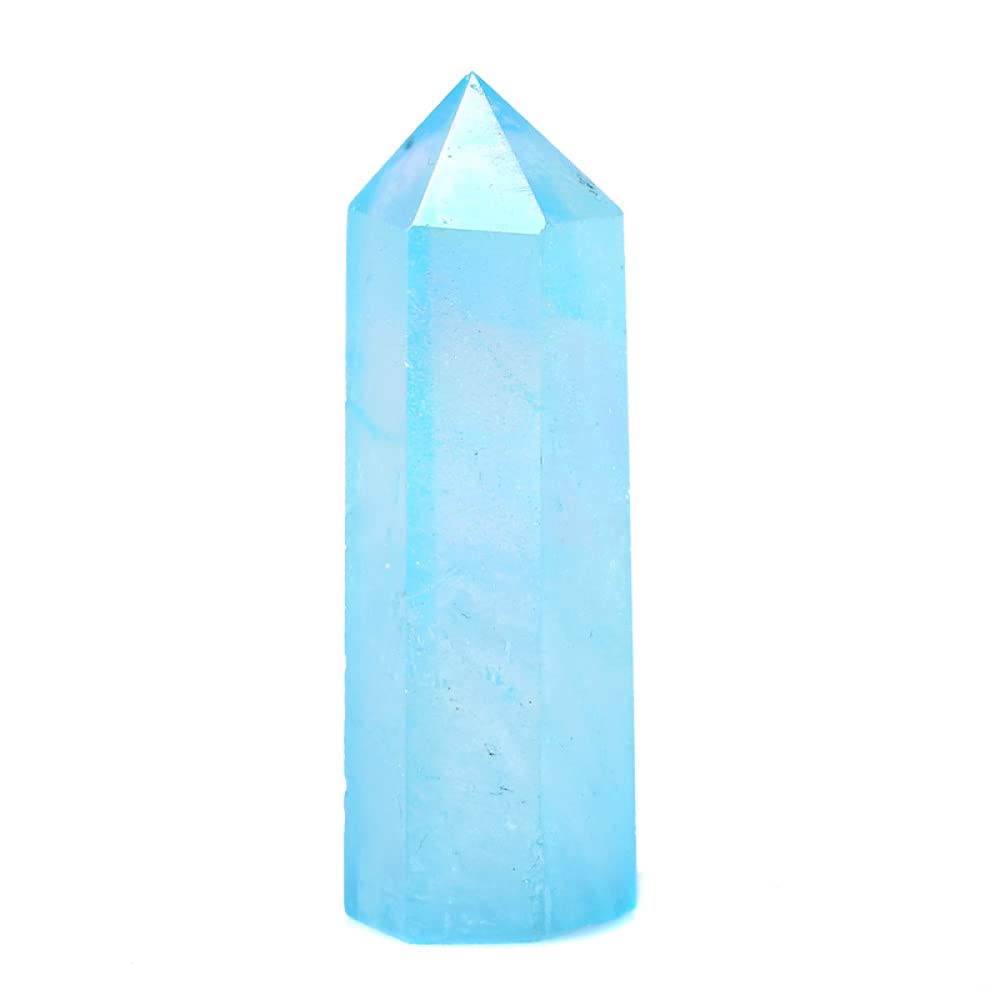 Quartz aura bleu naturel de 50-60mm en pointe de cristal pour décoration intérieure