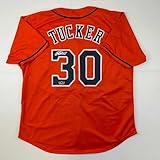 Facsimile Autographed Kyle Tucker Houston Orange Reprint Laser Auto Baseball Jersey Size Men's XL