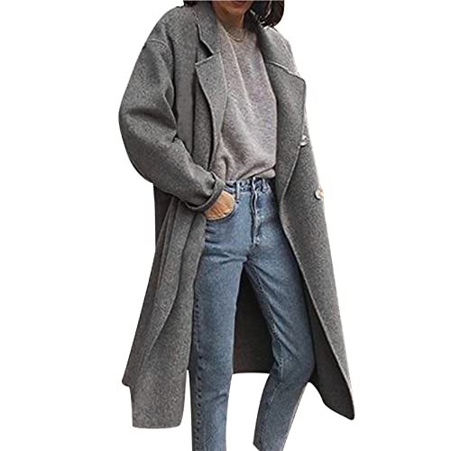 Trench surdimensionné pour femme en laine de qualité supérieure à col rabattu classique