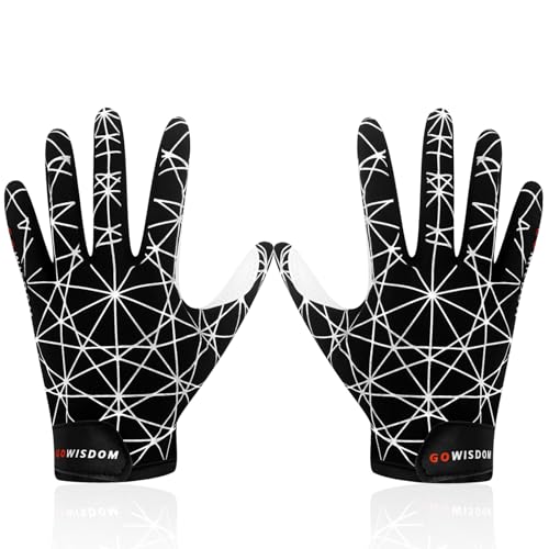 hisptgo Youth Football Gloves, Silicone Sports Receiver Glove, Super Tacky Grip Receiver Football Gloves for Youth & Kids, XS/S(5.5in-6.in)